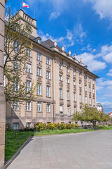 Fototapeta na wymiar Freiherr-vom-Stein Street with the building of Rathaus Schoeneberg in Berlin, Germany