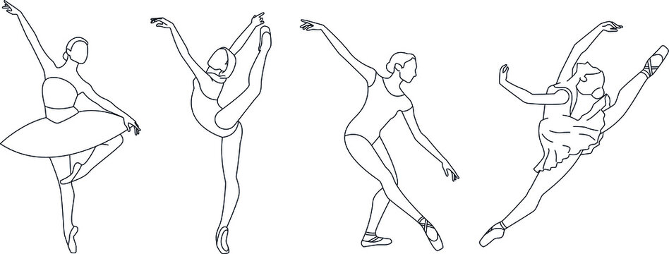 vector ballet dancer poses
