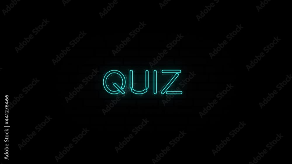 Poster quiz text on neon sign. night bright advertisement.