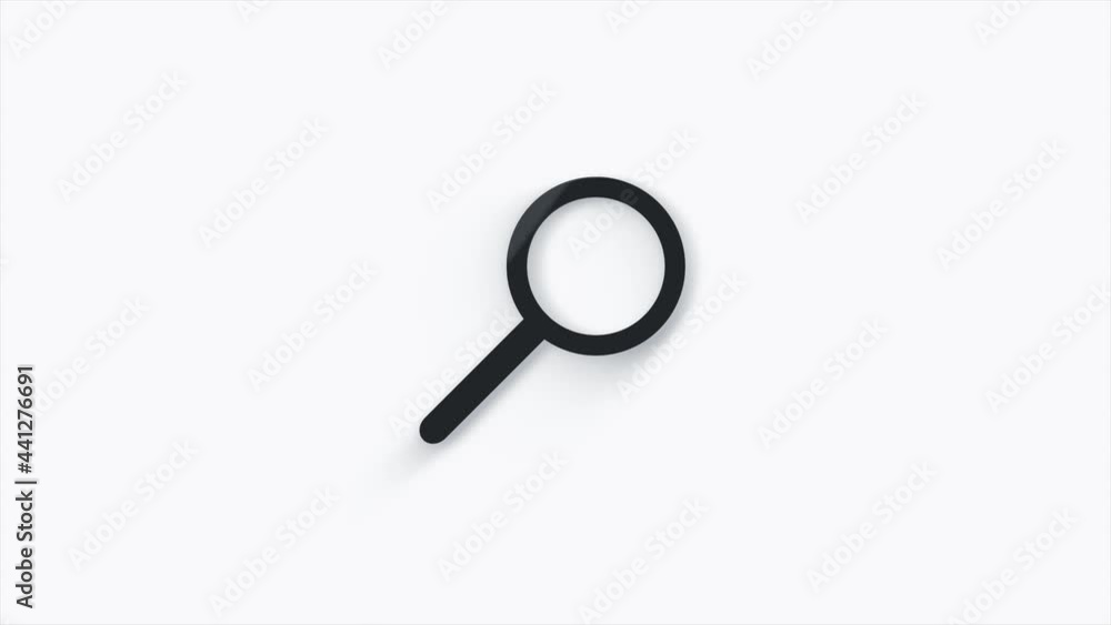 Poster search line 3d icon, motion graphic animation with magnifying glass.