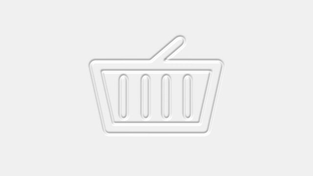 Shopping basket icon isolated on white background. Online buying concept. 4k
