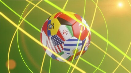 Football world cup soccer ball. 3d looping animation