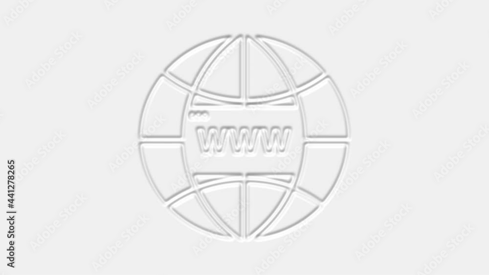 Poster World wide web concept neomorphism globe icon. Planet web symbol. Planet icon with world wide web sign. Business, technology, internet