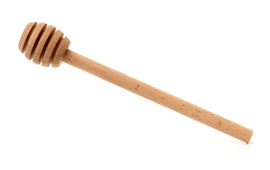 wooden honey stick isolated on white background