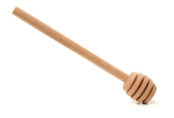 wooden honey stick isolated on white background