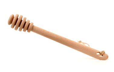 wooden honey stick isolated on white background