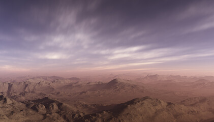 Fototapeta na wymiar 3d generated fantasy landscape of lonely desert mountains