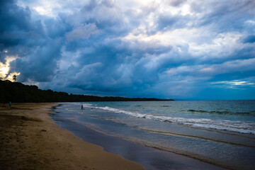 Beach and clouds in the Caribbean at El Limon, Costa Rica 
