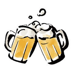 
イラスト素材：ビールジョッキ　乾杯　カラーイラスト