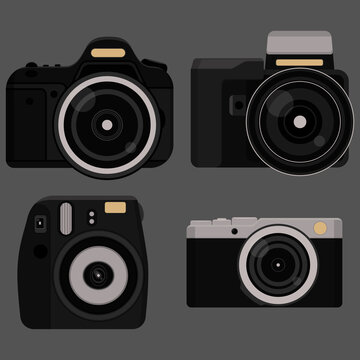 Camera icon set, photo camera, photographic, filming, photo, vector