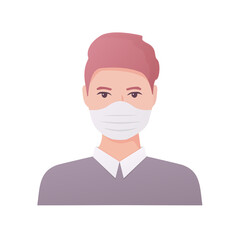 The person is wearing a medical mask. Colored flat vector illustration. Isolated on white background.