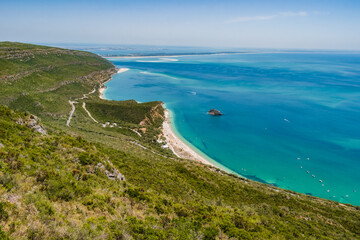 Panorama viewpoint at Serra da Arrábida Nature Reserve with Tróia on the horizon, Setúbal PORTUGAL