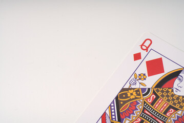 Playing card on a white background closeup.