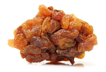 brown raisins on a white background