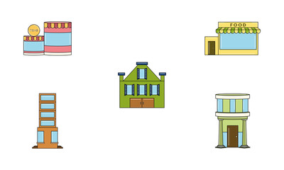 Obraz premium Set of shop buildings icons