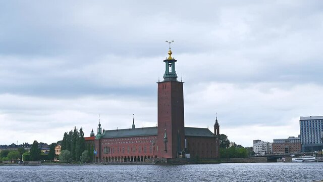 Stockholm City Hall on a cloudy summer day