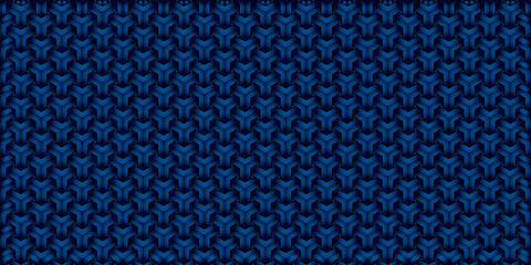 Fototapeta na wymiar Abstract geometric seamless pattern background design modern with triangle 3d shape. Dark blue gradient technology concept. Vector illustration. Eps10