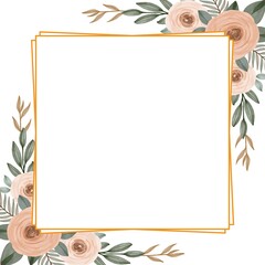 golden square frame with peach roses