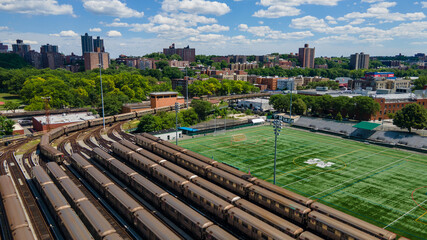 Train yard. Bronx. New York. Aerial photo