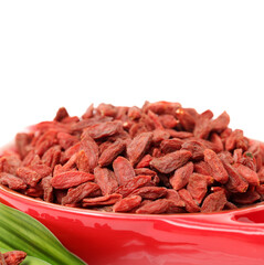 The dried fruit of medlar on white background