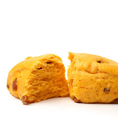 Chinese steamed roll. Close up on white background