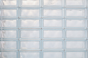 Glass block wall closeup for background. Use for object and materials. Arrange in horizontal row panel.