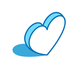 Heart isometric icon. Charity, donation, like 3D line symbol.