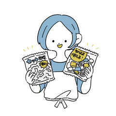 カット野菜を持つ主婦　時短家事　料理　シンプル