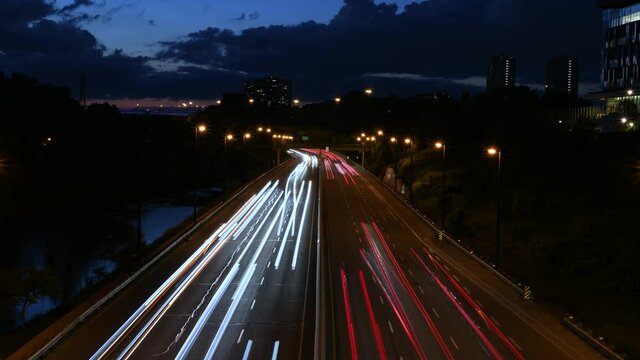 Traffic on highway at night
