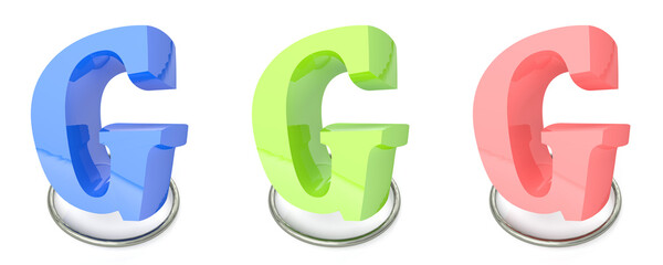 Character G set isolated on white bkg