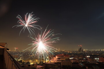Fireworks in San Juan night in Barcelona