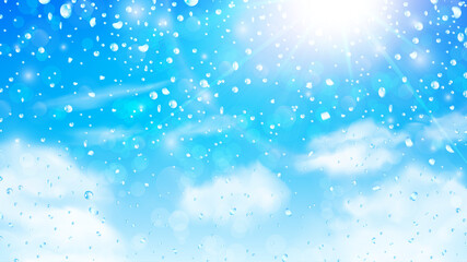 水しぶきが飛ぶ青空　ベクター素材