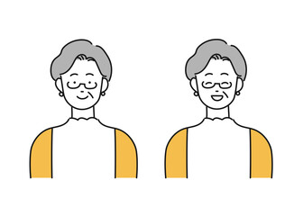 シニアの女性イラストセット