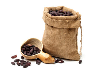black peanuts on white background