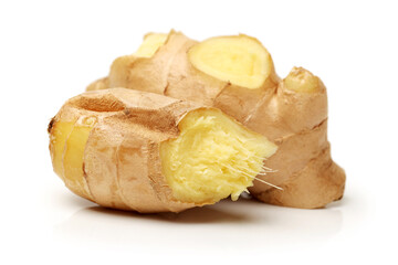 fresh ginger on white background 