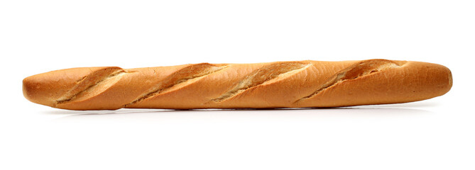 crusty mini baguettes on white background
