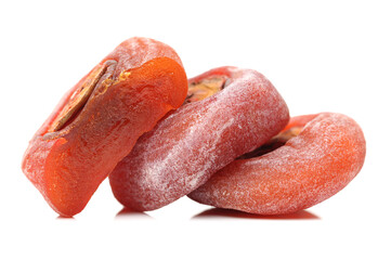 dried persimmon on white background 