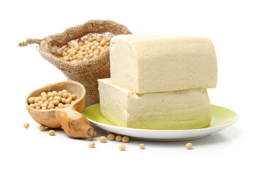 tofu on white background 