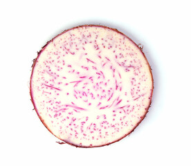 Top view of Taro isolated on white background