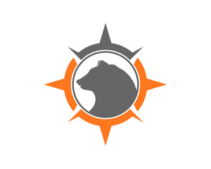 Bear head inside the compass logo