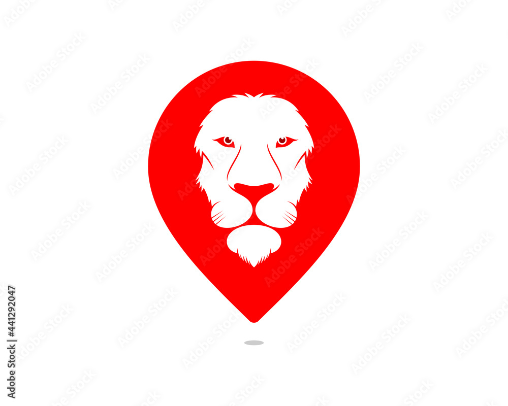 Canvas Prints lion face in the point location shape logo