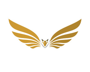 Eagle with golden spread wings logo