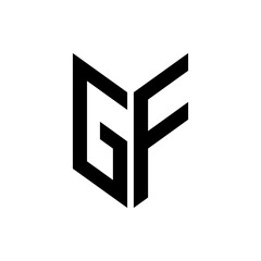initial letters monogram logo black GF