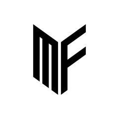 initial letters monogram logo black MF
