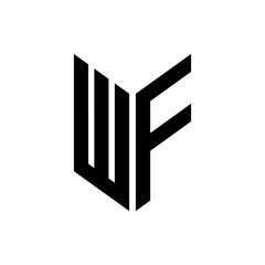 initial letters monogram logo black WF