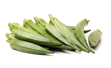 Fresh young okra isolated on white background