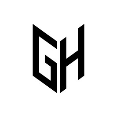 initial letters monogram logo black GH