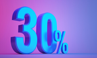 30 percentage off sale and discount a colorful 3d icon on colorful background