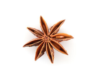 Aniseed star anise on white background