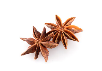 Aniseed star anise on white background